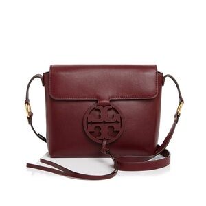 $398 Tory Burch Miller Burgundy Wine Red Smooth Leather Tassel Crossbody Bag